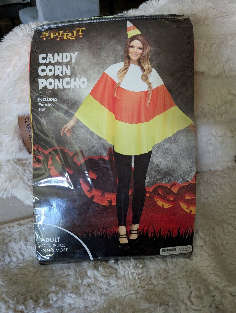 Spirit Candy Corn Poncho Costume - White, Orange, Yellow